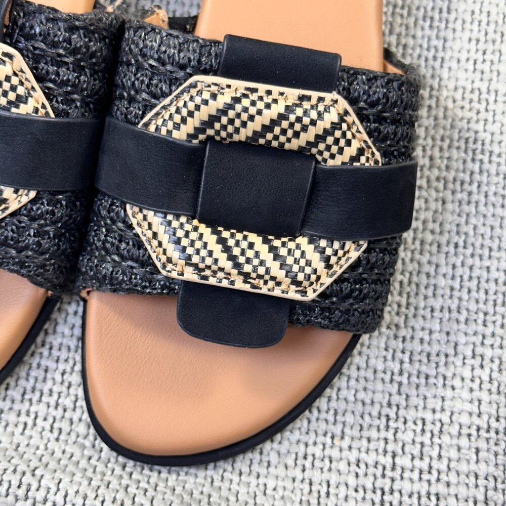 Gentle Souls by Kenneth Cole Womens Hudson Flat Sandal Slide Black Raffia Size 9 - Picture 6 of 8